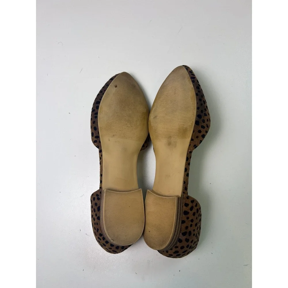 Isaac Mizrahi New York Leopard Print‎ D'Orsay Pointed Toe Scalloped Flats 7.5